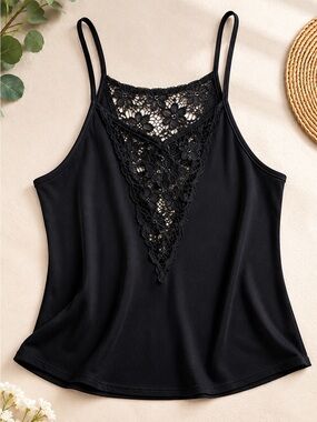 Emma & Sam Black Lace Camisole Top Small NWT